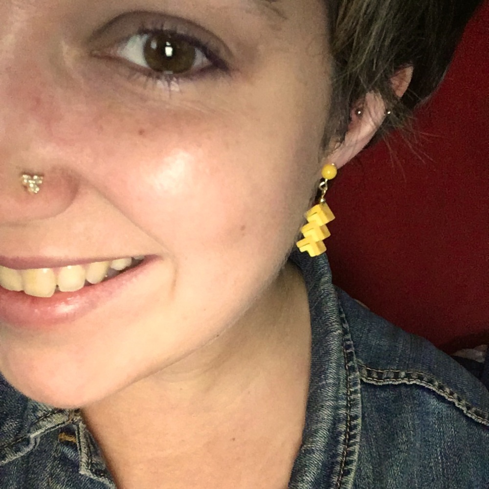 Vintage 90’s Yellow Chevron Dangle Earrings